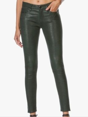J Brand Green Coated Skinny Faux Leather Pants Size 28